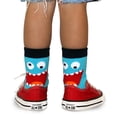 thumbnail image 4 of Jefferies Socks Kids Socks, 6 Packs Monster Pattern Striped Cotton Crew Socks (Little Kids & Big Kids), 4 of 4