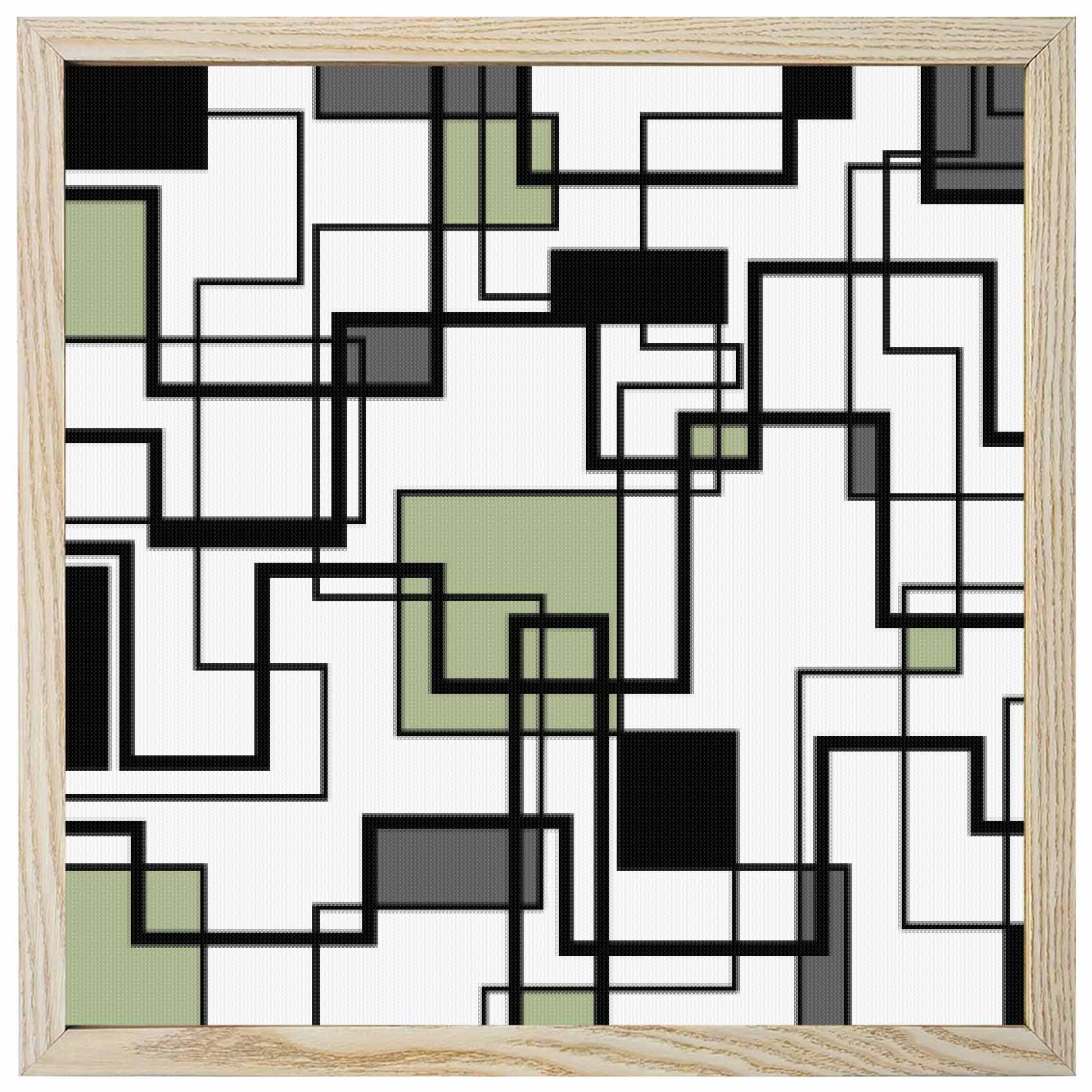 Diamond Painting Kits Sage Green Black Lines 5D Diamond Painting Dots Gem Craft Framed Canvas Abstract Geometric Full Drill Diamond Art Paintings for Living Room Wall Decor 12x12 Inch