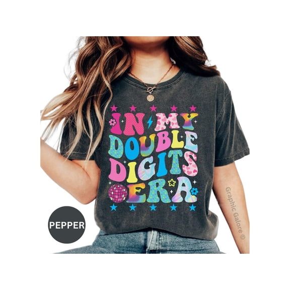 Colorful Double Digits Birthday T-Shirt, Trendy Tween Birthday Tee, Fun Tween Fashion, Perfect Birthday Gift for Kids, Vibrant Kids T-Shirt