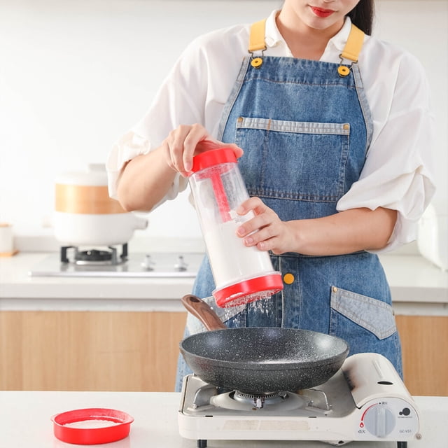 Xingzhi Flour Sieve Handheld Cooking Kitchen Icing Sugar Wide Mouth Plastic Baking Tool Cup-Shaped Large Capacity Colanders for Home Red