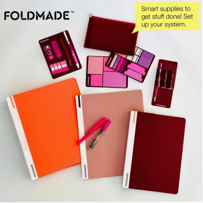 Foldmade Flag Tab Note Pad Set - Lipstick Red, 620 Count, Peel-N-Stick Holder