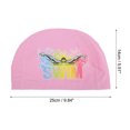 thumbnail image 4 of Gorro de natación de patrón de letras elástico de PU tejido único en rosa, 1 pieza, 4 of 5