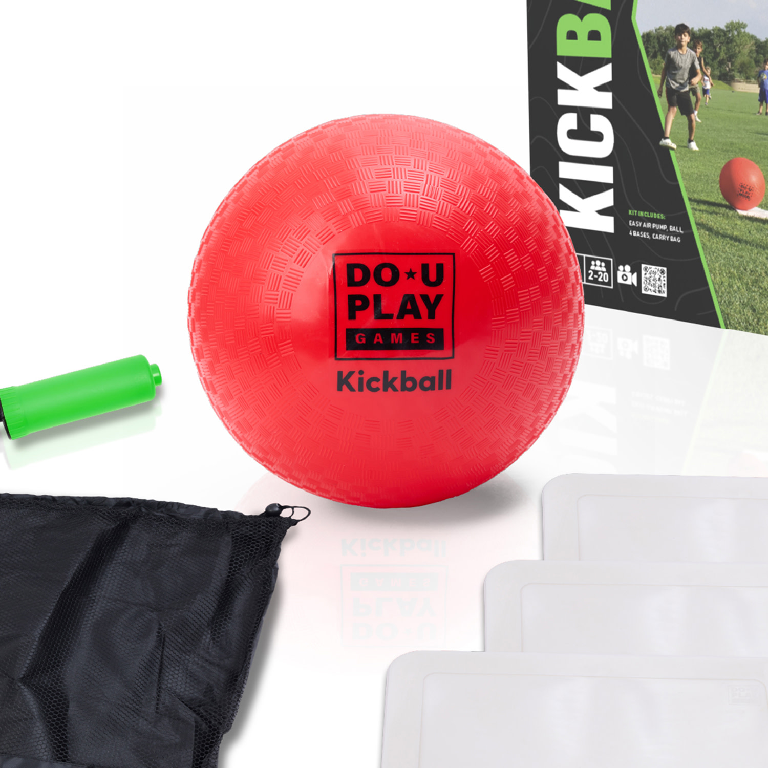 Do-U-Play: Ultimate Kickball Kit - Outdoor Game Set, 10" Ball, 4 Bases, Air Pump, Carry Bag, Kick-Catch-Tag, Backyard Activity, Family-Kids-Adults