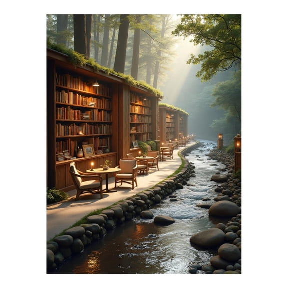 Diamond Art Kits for Adults - Modern Bookshelf Print No.6 5D Frameless Dimond Painting Kit for Adults Beginner, Round Diamond Kits for Home Wall Decor, Gift for Women