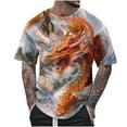 thumbnail image 2 of Yaoyar Patriot Summer Fashion Casual Men's Round Neck dragon Printed T-shirt Top Multicolor,3XL, 2 of 5