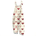 thumbnail image 3 of Valentine's Day Women's Overalls Cute Heart Print Wide Leg Jumpsuits Trendy Valentine Vacation Outfits with Adjustable Straps, 3 of 3