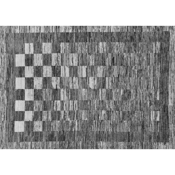Ahgly Company Indoor Rectangle Checkered Gray Modern Area Rugs, 5' x 7'