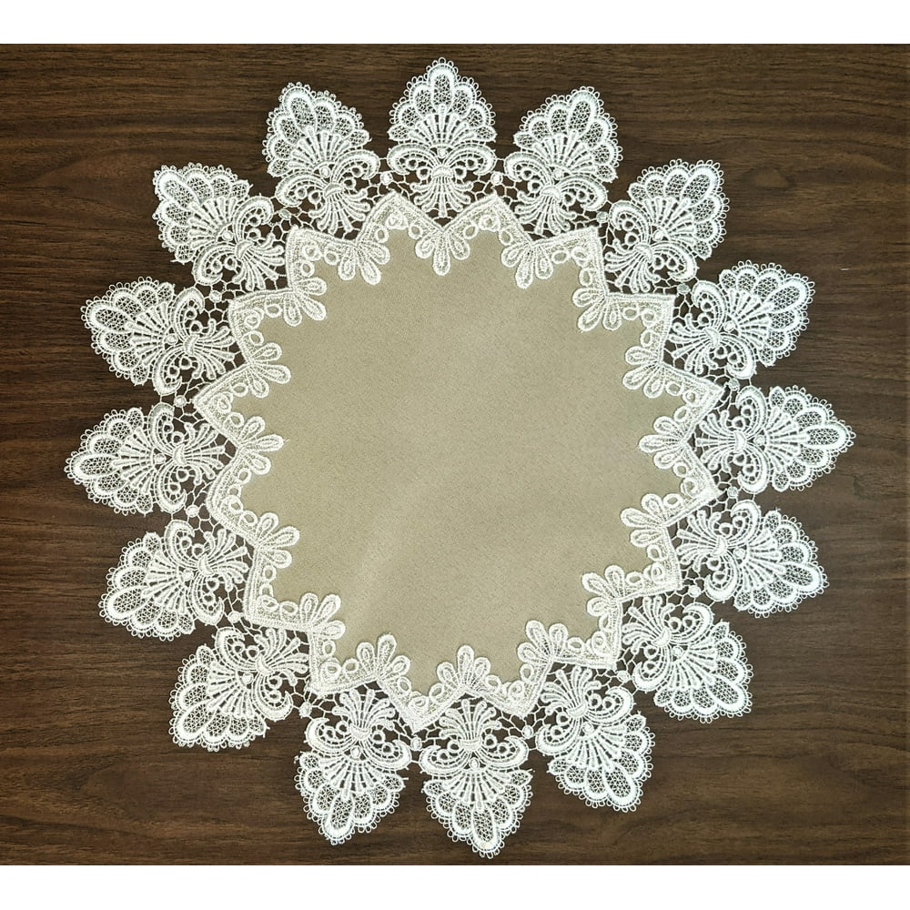 Doily Boutique Round Placemat or Doily in Lace and Light Brown