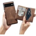 thumbnail image 2 of Case for Google Pixel 6, Detachable Magnetic Wallet Credit Card Slot Case Cover Support Wireless Charging Compatible with Google Pixel 6 (Brown)…, 2 of 15