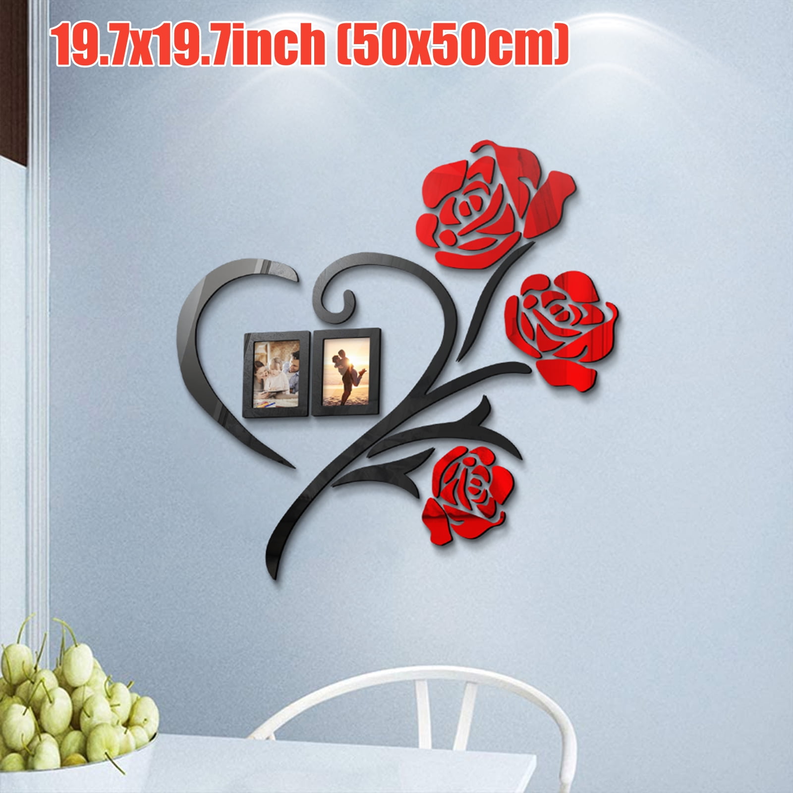 3D Family Love Rose Wall Stickers Decal DIY Photo Frame Mural Home Decors Art