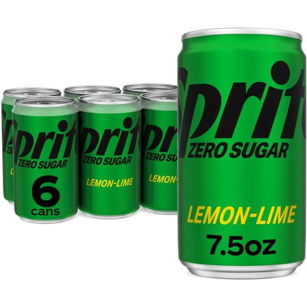 Sprite Zero Sugar Lemon Lime Mini Soda Pop Soft Drink, 7.5 fl oz, 6 Pack Cans