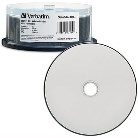 UPC: 0023942973348 | Verbatim BD-R DL 50GB 6X DataLifePlus White Inkjet Hub Printable