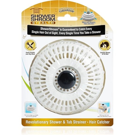 ShowerShroom Stealth Shower Drain Hair Catcher, Hair Stopper for Shower, Bathtub and Sink