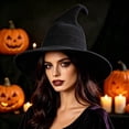 thumbnail image 5 of TEAJOPSUU Women's Halloween Witch Hat Knitted Pointed Wizard Hat for Party Vacation Holiday Black, 5 of 5