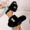 thumbnail image 7 of uublik Women's Fuzzy Slippers Cute Bow House Slippers for Women Soft Cozy Indoor Outdoor Lightweight House Shoes, Black, 7 of 7