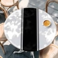thumbnail image 3 of Black Round Fitted Table Cover Stripes Solid Color Waterproof Table Cloth with Elastic Edge Wipeable Tablecloth for Picnic Camping Party Fits 36"-44" Diameter, 3 of 8