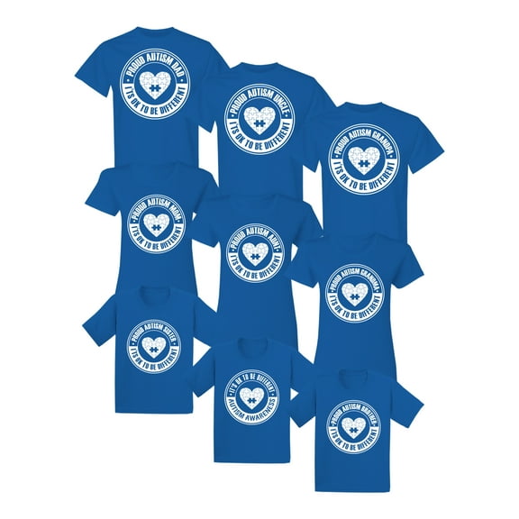 Autism Awareness Family T-Shirts for Men Women Kids Dad Mom Matching Puzzle Tees Aunt Uncle Grandpa Grandma Gifts