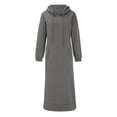 thumbnail image 2 of DondPO Maxi Dress for Women Hoodie Dress Women's Loose Hooded Long Dress Padded Sweatshirt Casual Fashion Dress Large Pocket Dress Casual Dresses Long Sleeve Dress Dark Gray Dress 4XL, 2 of 8