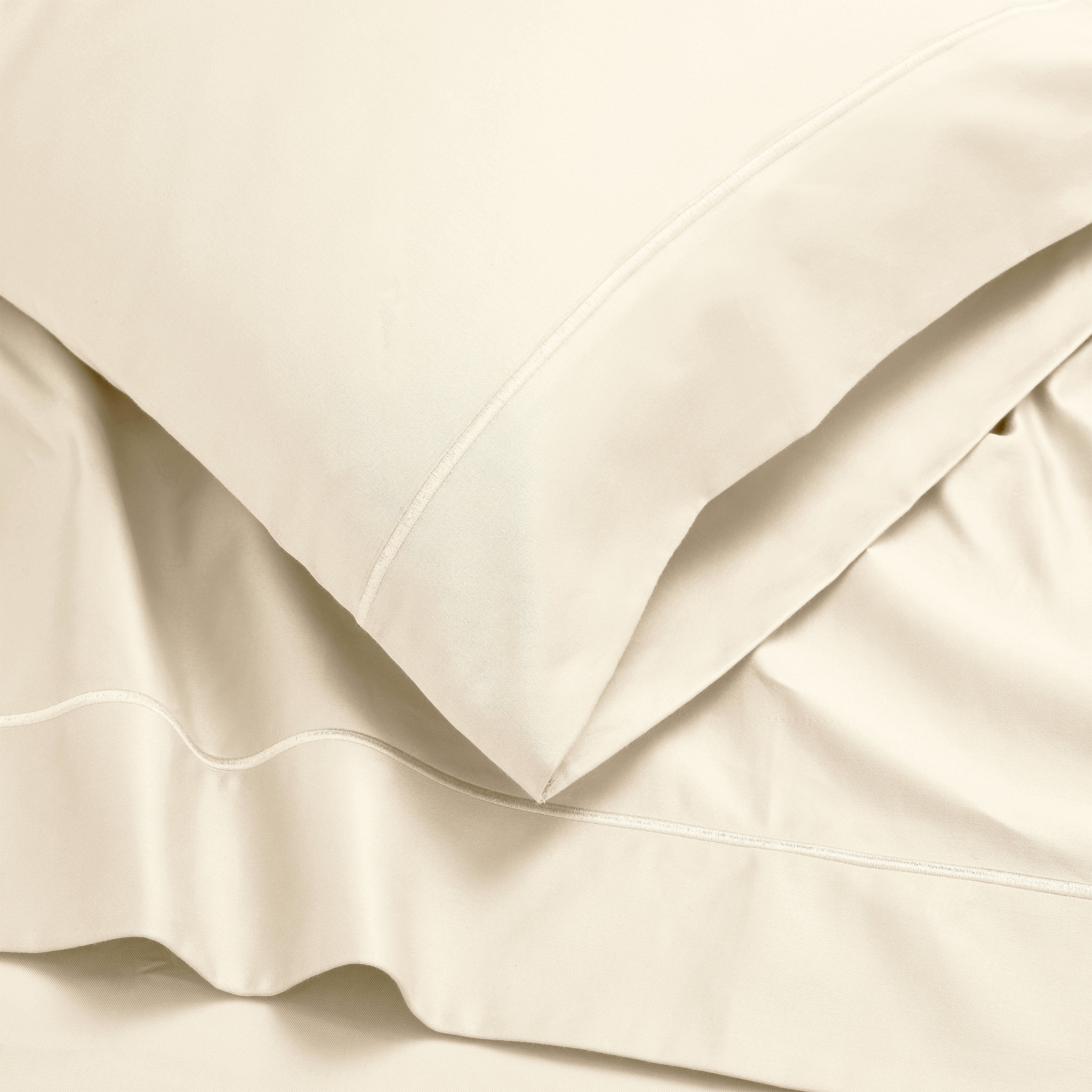 Superior Egyptian Cotton Embroidered 650 TC Deep Pocket Sheet Set, California King, Ivory
