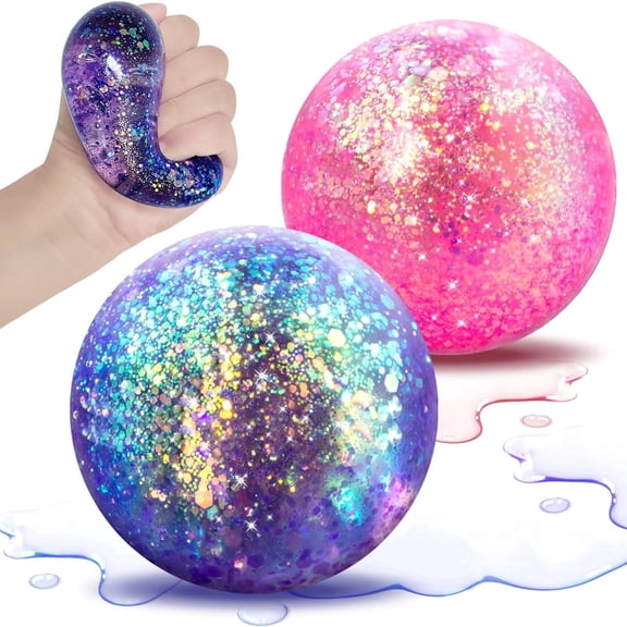 CCWADH Fidget Toys - Slow Rise Glitter Stress Balls for Adults 1 Pack[Random], 2.36" Stress Balls Sensory Squ|shy Squeeze Balls for Home Office Party