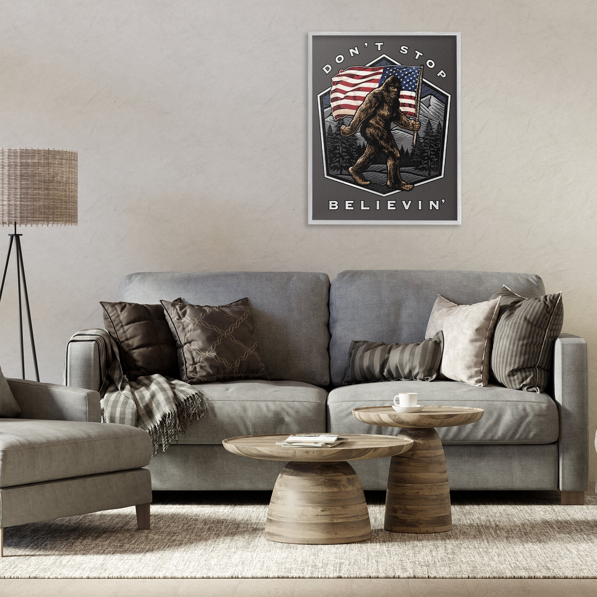 Stupell Industries Don't Stop Believing Novelty Painting Gray Framed Art Print Wall Art, 24 x 30