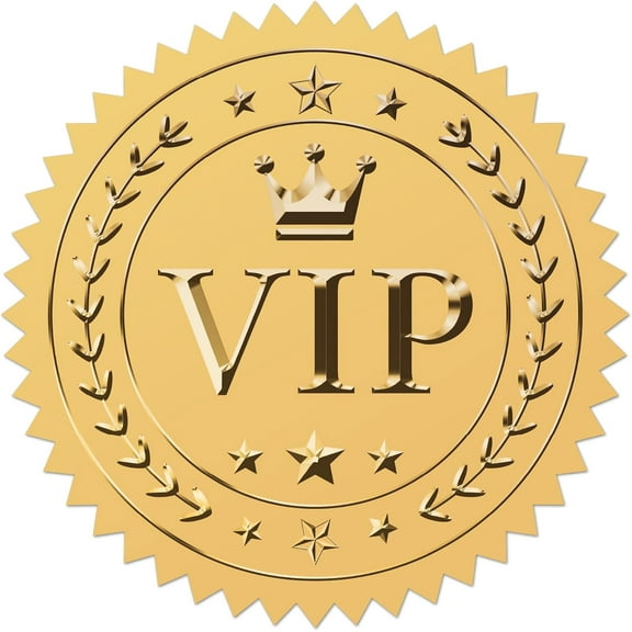 VIP Stickers 100Pcs 2" Crown Envelope Seals Stickers Gold Foil Stickers Vintage VIP Envelope Stickers with Serrated Edge Embossed Envelope Seals for Envelopes Diplomas Wedding Supplies DIY DIY