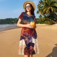 thumbnail image 4 of Balery Cultural Silhouette Journey Vestidos sueltos de manga corta para mujer, vestidos de verano 2025, vestidos casuales de corte A con vuelo., 4 of 6