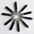 thumbnail image 6 of K-KED Wholesale 10pcs Natural Stone Black Agate Hexagonal Pillar Pendants 12x50mm DIY, 6 of 8