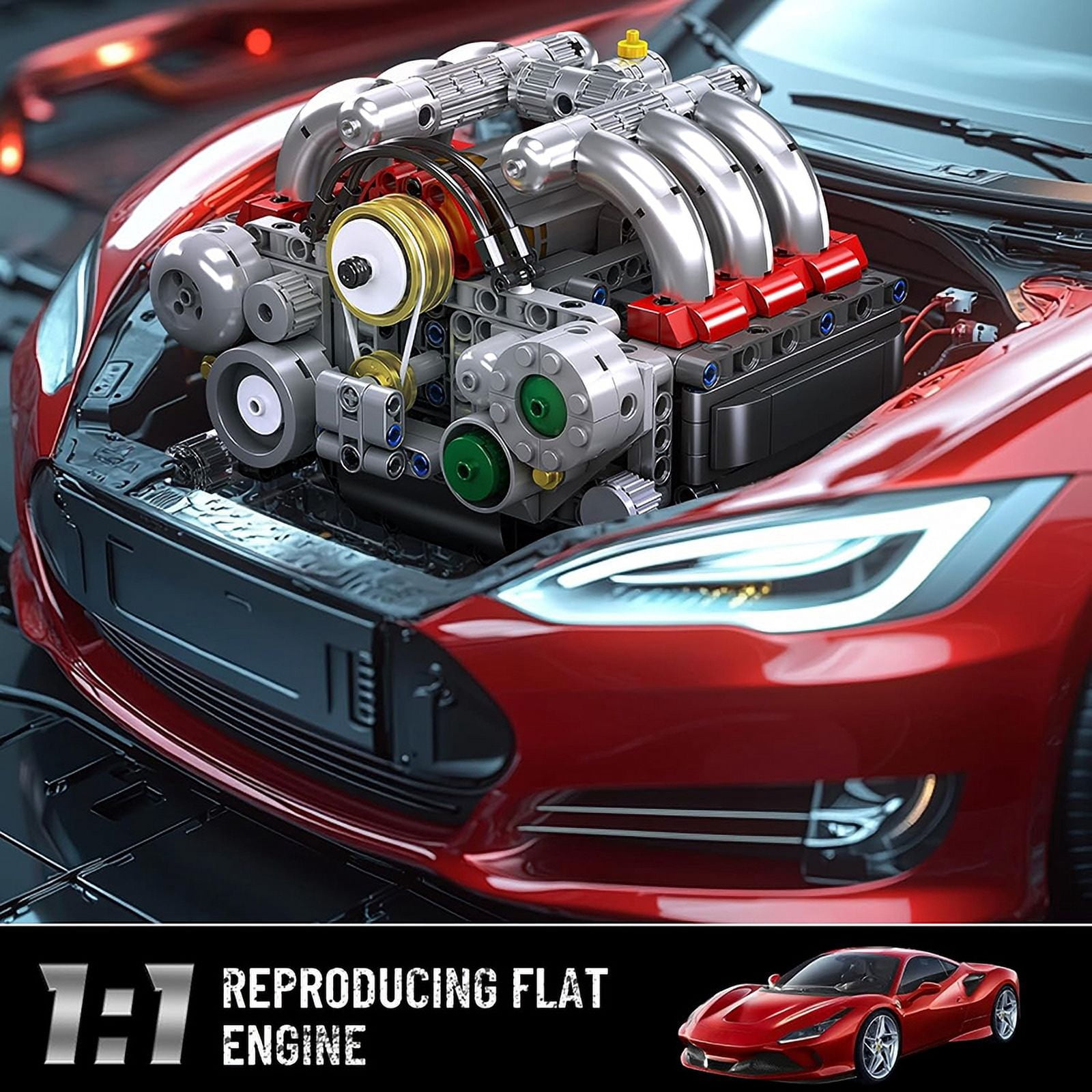 SNOWEAGLE Boxer Engine Model Kit That Runs, Build Your Own Mini V8 Engine, Car Engine Building DIY Model Engine Kit for Kids/Adults Collections(609+PCS)