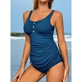 thumbnail image 4 of Charmo Ribbed Tankini Swimwear for Womens Side Adjustable Ruched Tummy Control Two Piece Swimsuits, 4 of 6