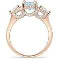 thumbnail image 6 of Trilogy Ring Round Pear Teardrop Aquamarine Cubic Zirconia Rose Tone 925 Sterling Silver, Size 7, 6 of 7