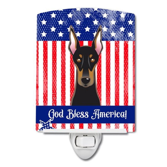 Caroline's Treasures BB2175CNL Flag and Doberman Ceramic Night Light, 6x4x3", multicolor