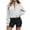 White, variant on GERsome Cropped Sweatshirts for Women Long Sleeve Quarter Zip Solid Color Drawstring Hem Pullover Blue L