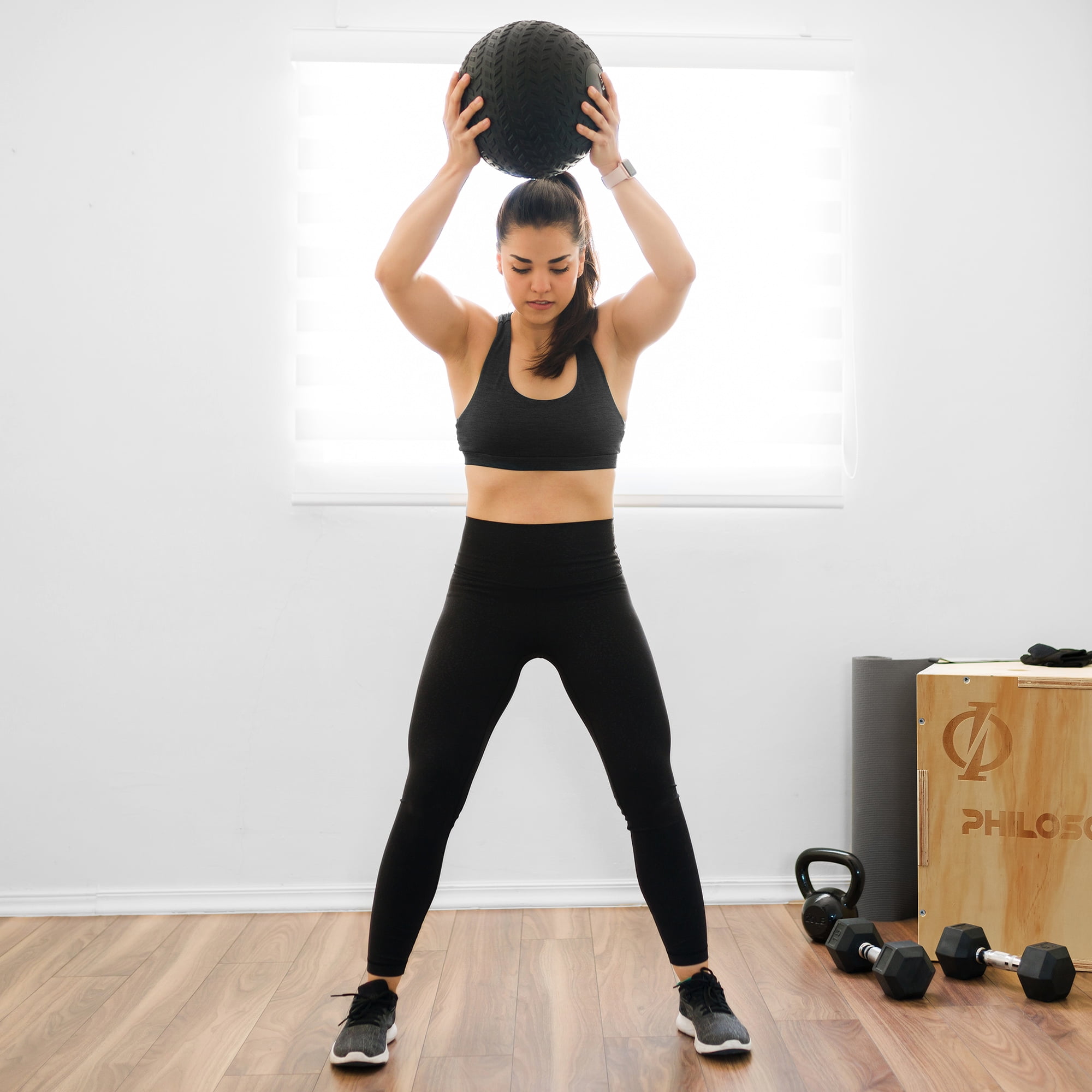 Philosophy Gym Slam Ball, 10 LB - Weighted Fitness Medicine Ball with Easy Grip Tread