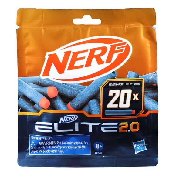Nerf Elite 2.0 Dart Refill, 20 Nerf Elite Darts, Compatible With All Nerf Blasters That Use Elite Darts
