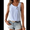 thumbnail image 3 of Blusa Informal Sin Mangas con Cuello en V Asimétrico y Estampado A Rayas para Mujer, Blusa de Verano Azul XXL, 3 of 10