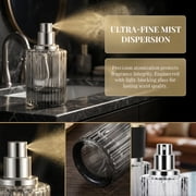 4 Pack Vertical Striped Glass Perfume Spray Bottles, Refillable Empty Fine Mist Perfume Spray Bottles with Funnel Tool, Portable Travel Cosmetic Atomizer for Fragrance Makeup Essential Oil Storage