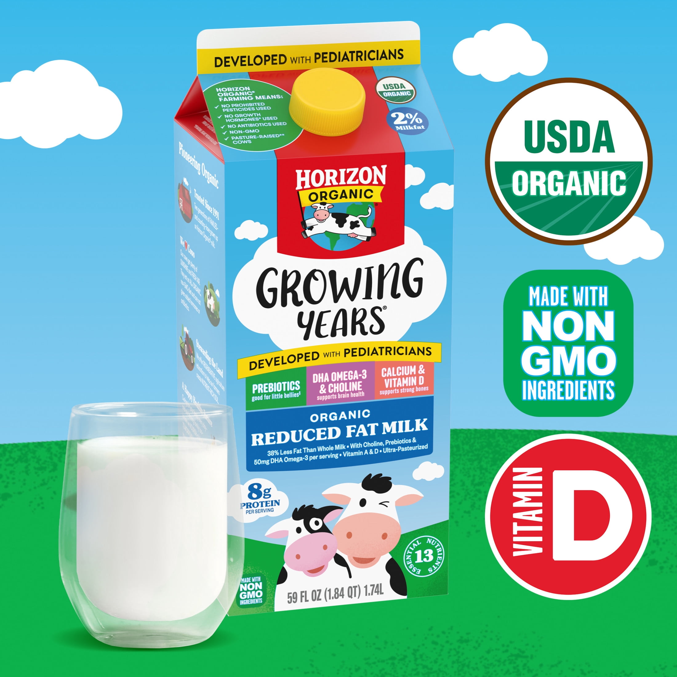Horizon Organic Growing Years Organic 2% Milk for Kids, 59 fl oz Carton