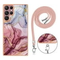 thumbnail image 7 of Case for Samsung Galaxy S24 Ultra, Adjustable Detachable Crossbody Strap Neck Strap Silicone Bumper Marble Painted TPU Ultra Thin Shockproof Protective Phone Case Cover for Galaxy S24 Ultra, Rose, 7 of 7