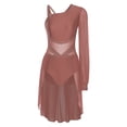 thumbnail image 4 of Ocealan Robe de Danse Lyrique pour Femmes Costume de Ballet Moderne Contemporain Jupe Justaucorps Fluide à Épaules Asymétriques Café m, 4 of 6