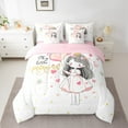 thumbnail image 2 of Manfei Fairy Tale Princess Bedding Comforter Set 7-Piece for Teen, Romantic Love Heart King Bedding Sets, Stars Cloud Print Reversible Bed Sheets, Microfiber Bedroom Decor, 2 of 7
