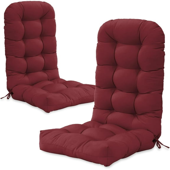 High Back Adirondack Chair Cushions for Outdoor Furniture, 49x20x5 in, Thick Tufted Patio Seat Pad, Set of 2, Red Purple