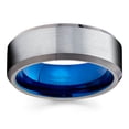 thumbnail image 2 of Gunmetal Tungsten Wedding Ring 8mm Gunmetal Tungsten Ring Blue Wedding Ring Men & Women Gray Ring, 2 of 2