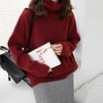 thumbnail image 4 of Suéter de cuello alto para mujer, jersey básico de color sólido simple japonés-coreano de alta gama, suéter de punto de alta gama de principios de otoño, 4 of 5