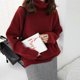 thumbnail image 4 of Suéter de cuello alto para mujer, jersey básico de color sólido simple japonés-coreano de alta gama, suéter de punto de alta gama de principios de otoño, 4 of 5