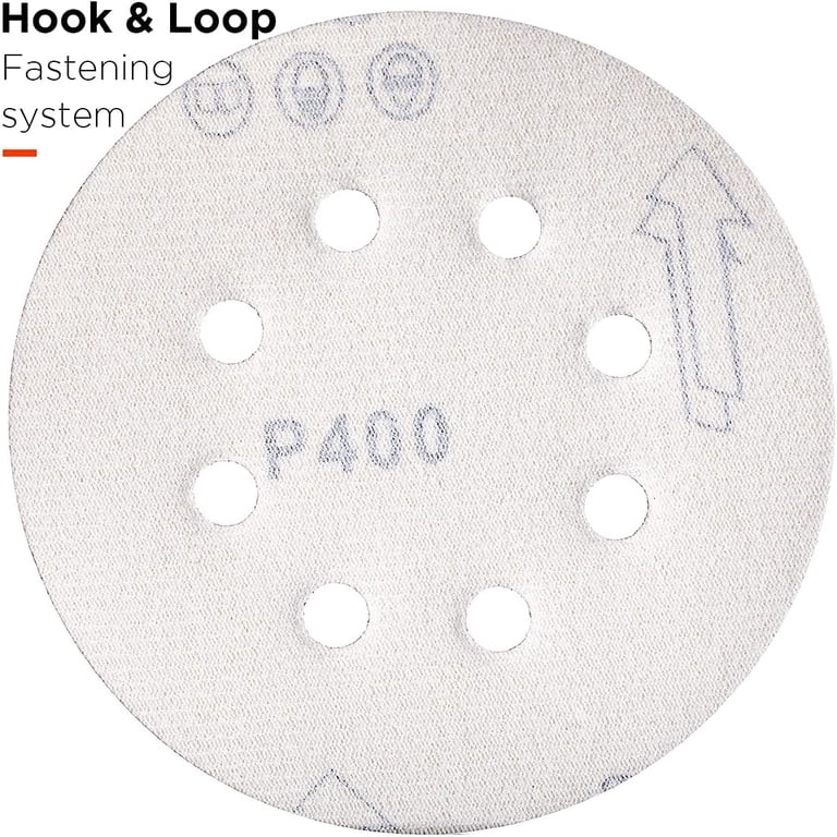 HIFROM 75-Pack Sanding Discs - 5 Inch 8-Hole Hook & Loop For Random Orbital Sander (40-120 Grit)