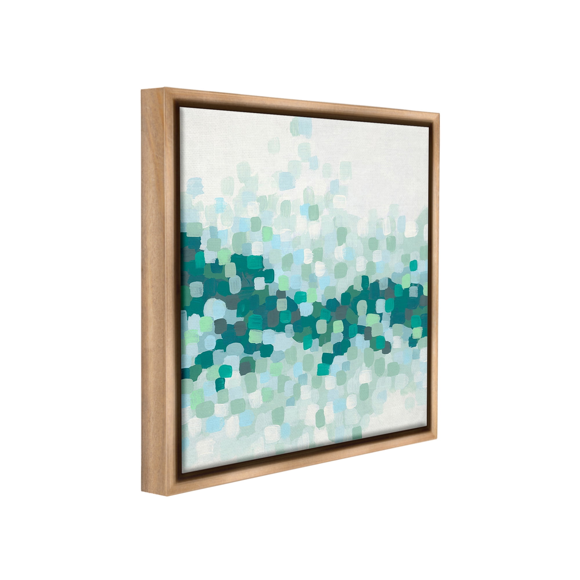 Stupell Industries Green Speckled Horizon Abstract Painting Brown Floater Framed Canvas Art Print Wall Art, 25 x 25