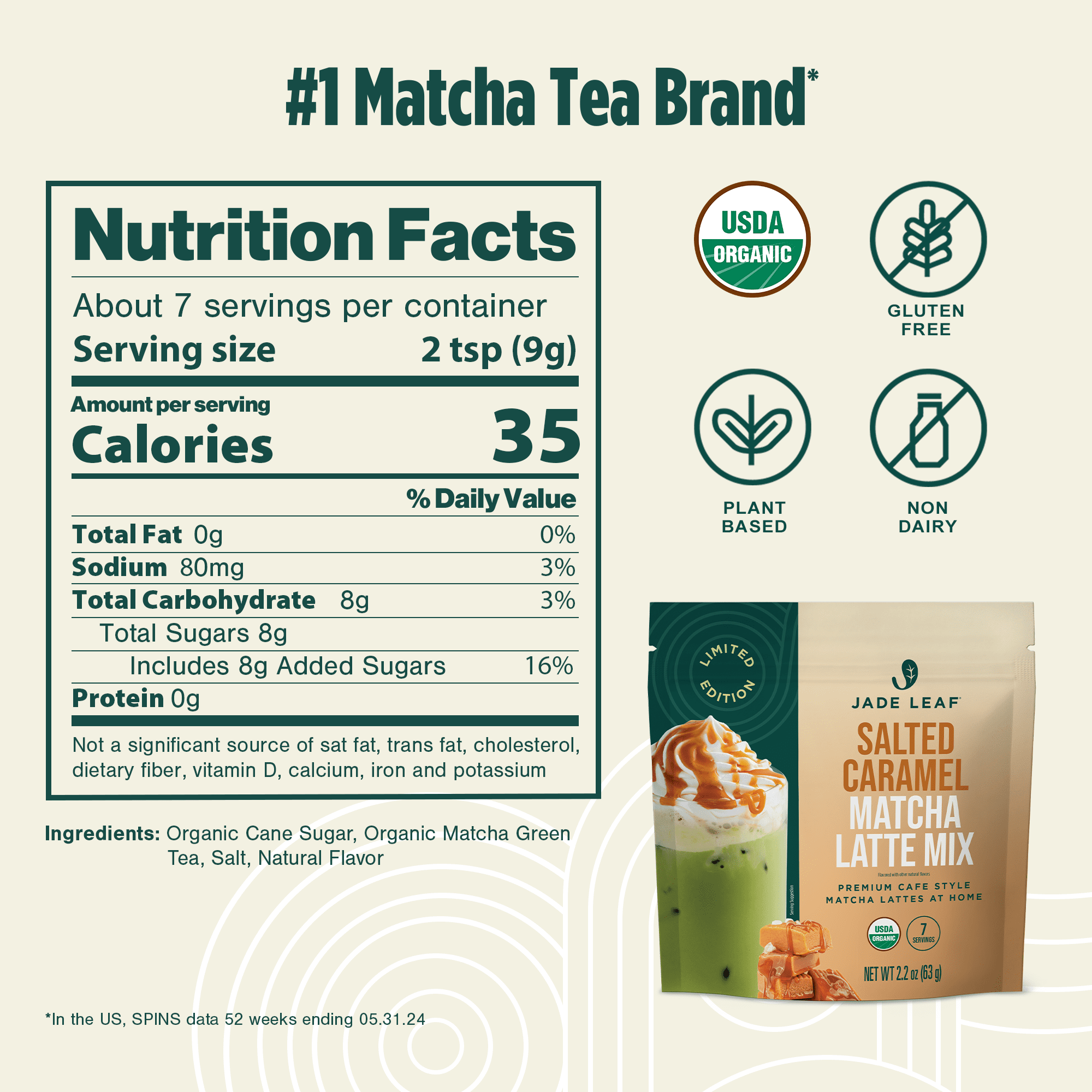 Jade Leaf Salted Caramel Matcha Latte Mix 2.2 oz Instant Drink Mix