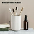 thumbnail image 2 of Toothbrush Holders for Bathrooms, Ceramic Tooth Brush Holder Set, Ribbed Bathroom Cups Tumbler, Reusable Toothbrush Mouthwash Cup, Toothpaste Holder Toothbrush Organizer for Bathroom Counter, 2 of 4