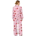 thumbnail image 2 of Xoenoiee Pink Strawberry Flower Print Lounge Sets for Women 2 Piece Fall Outfits Wide Leg Pants Leisure Travel Vacation Clothes Long Sleeve Sweatsuits Two Piece Set, S, 2 of 7